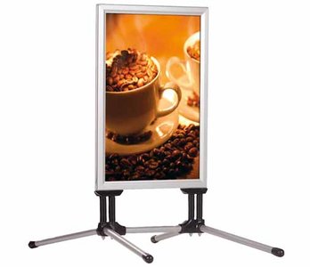 Clip-on easel with spring base, square corners - aluminum - waterproof - size a0 - profiles height 32mm