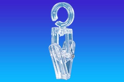 Clip avec pince en plastique  - hauteur 50mm - øattache 10mm - transparent