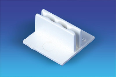 Grippeur base "T" adhésive - pvc - dim.25x25x15mm - capacité 0,4mm - Blanc