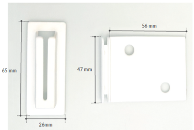 Montagehoek  - formaat 47x55mm - voet formaat 26x65mm - 90° - wit